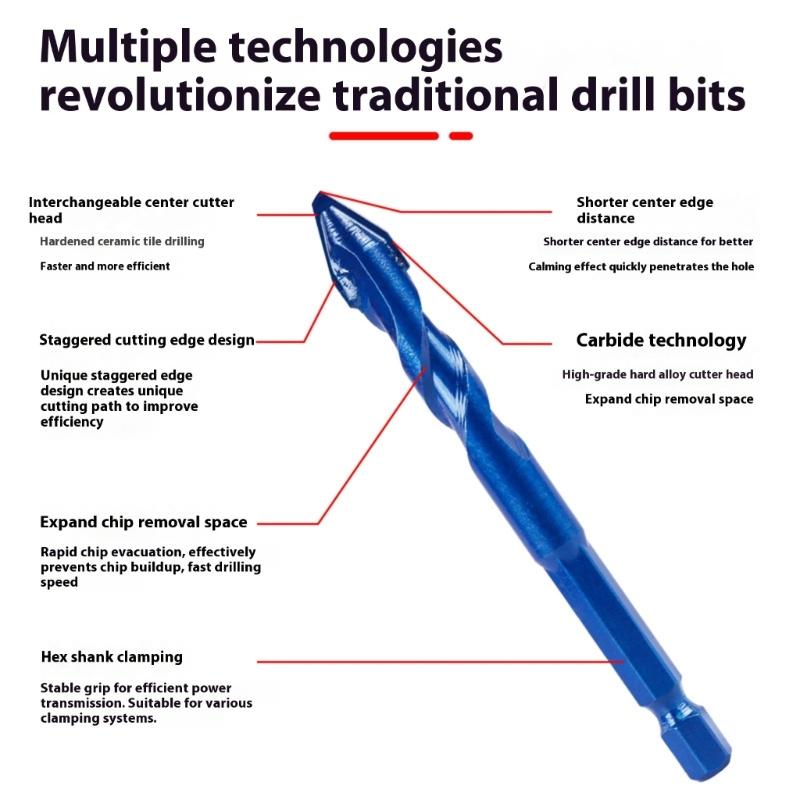 6/8/10/12mm Tile Bit Spades Drill Bit High Hardness Eccentric Drill Crooked Tip Eccentric Drill Bit Tilted Eccentric
