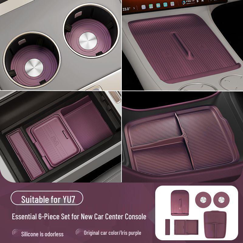 Compatible Silicone Storage Mat for Xiaomi YU7 Central Control Water Cup Holder and Car Armrest Decoration