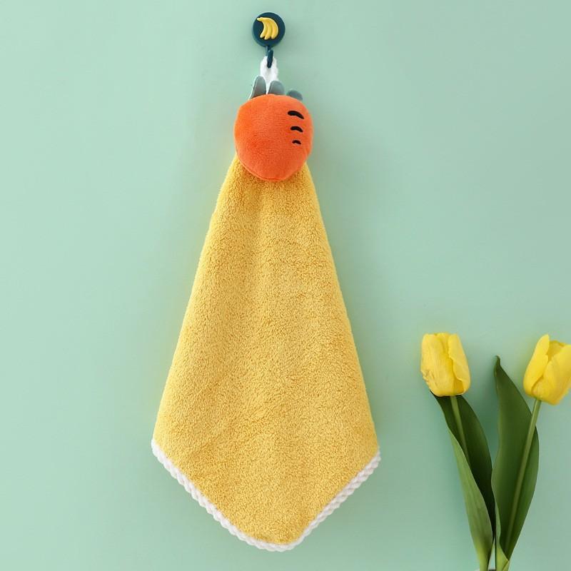 Kindergarten cartoon doll hand towel coral fleece thickened soft absorbent square towel kitchen hanging children's hair