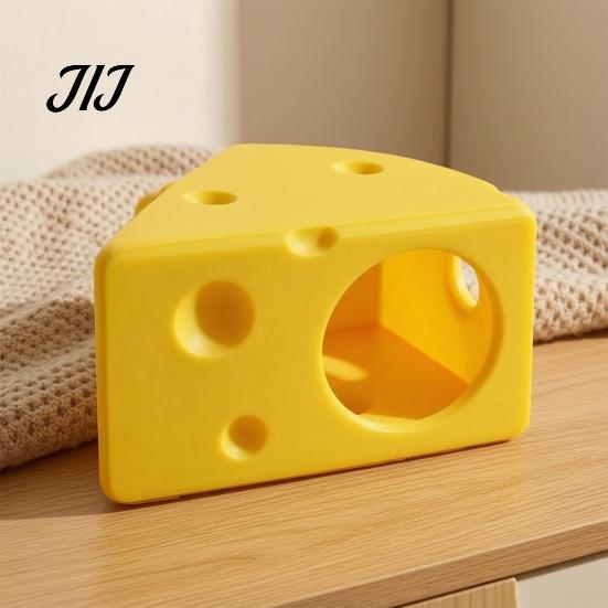 Easy Clean Hamster Habitat Cheese Hideout, Funny Cave House, Small Pet Breathable House Food Bowl, Cage Accessory for Gerbils, Guinea Pigs Non-Toxic