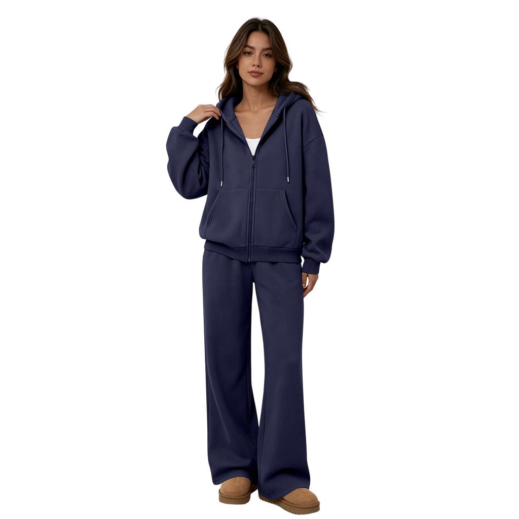 Women's Two Piece Hoodie Set with Wide Leg Pants Casual Tracksuit Outfit