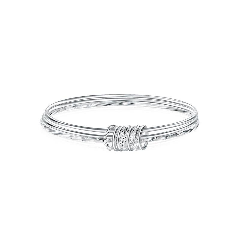 Three-Coil Pure Silver Plated Bracelet: Three Rings, Three Lives, Three Worlds Fashion Jewelry