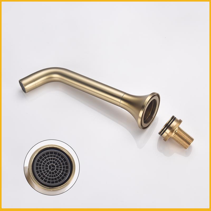 Brushed Gold Wall Mounted Brass Basin Faucet Single Handle Chrome Concealed Recessed Hot and Cold Countertop Basin Faucet