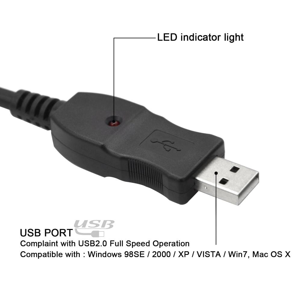 3m 10ft Guitar Bass USB Straight Plug Cable To 1/4inch 6.35mm Jack Link Connection