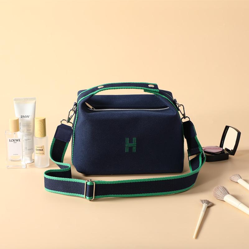 

H-Style Large Capacity Canvas Crossbody Makeup Bag – Women s Simple & Stylish Handbag темно-синього кольору