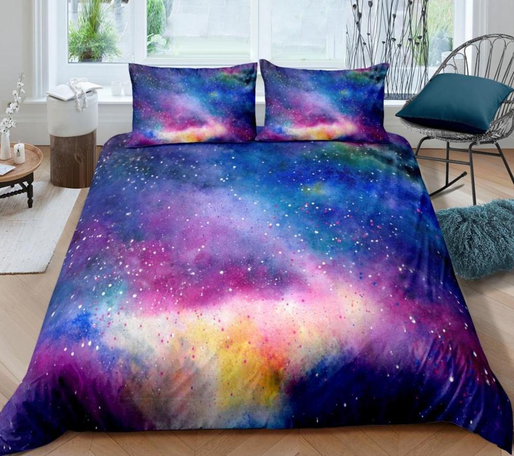 3D Night Sky Bedding Set Galaxy Duvet Cover Queen King Size Room Decor 3 Piece Set With 2 Pillowcases  Comfortable And Soft