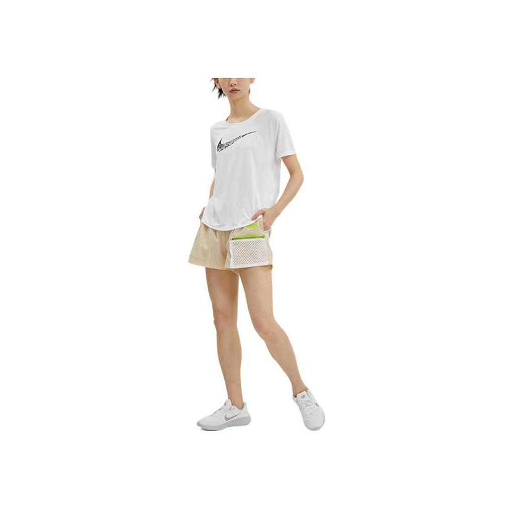 Nike Logo Print Solid Color Round Neck Short Sleeve T-Shirt Women Tops White DM7778-100