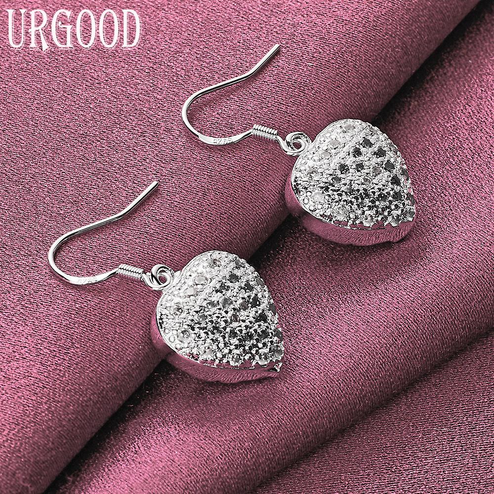 925 Sterling Silver Heart AAA Zircon Earrings Wedding Jewelry