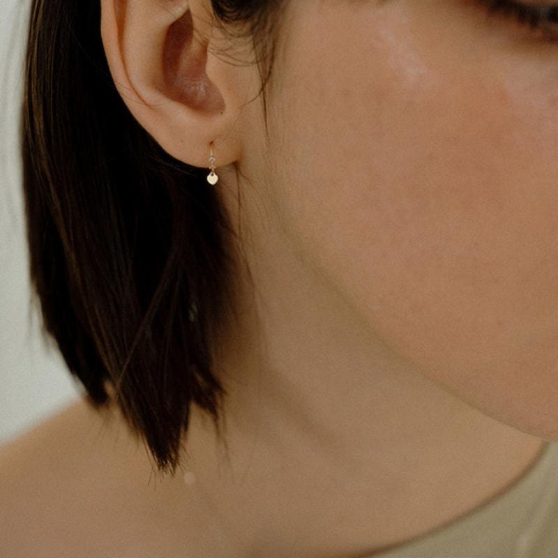 

MARQUEMENT 14K Heart charm mini hoop single earring rose gold