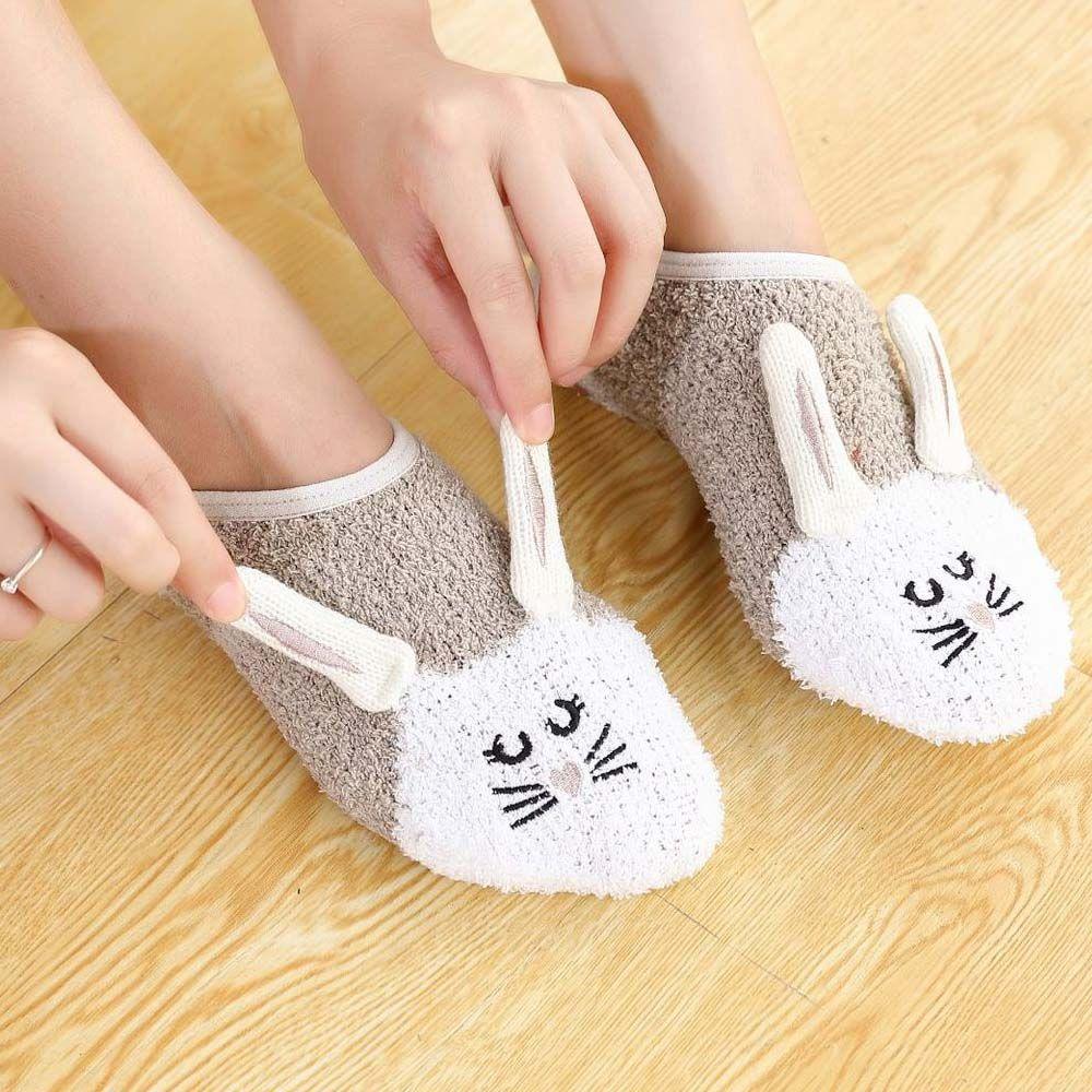 Maus-Fleece für Mädchen und Damen, Schlafsocken, Winterstrumpfwaren, Koreanische Knöchelsocken, Bodensocken