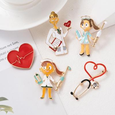 2T Sieraden Cartoon Stethoscoop Hart Emaille Broche Pin Tas Badge Dokter Verpleegkundige Sieraden Cadeau