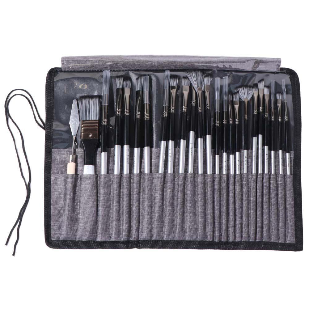 24pcs/set DIY Art Paint Brush Set Wooden Handle Oil Painting Brushes  Watercolor Painting