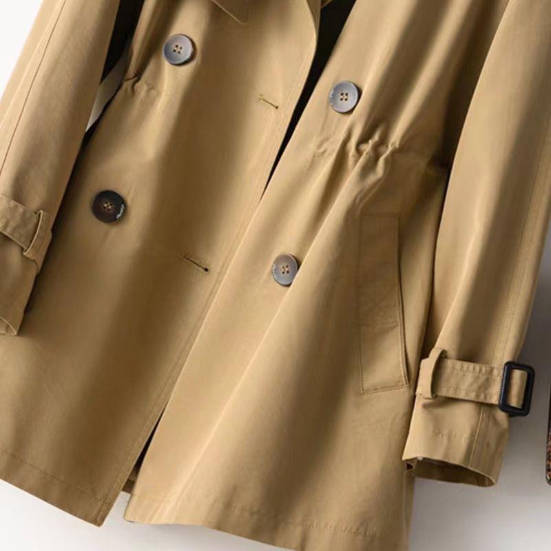 Casual Loose Trench Coat Korean Style British Fashion Spring Autumn Waist Belt Long Coat Petite Women Jacket