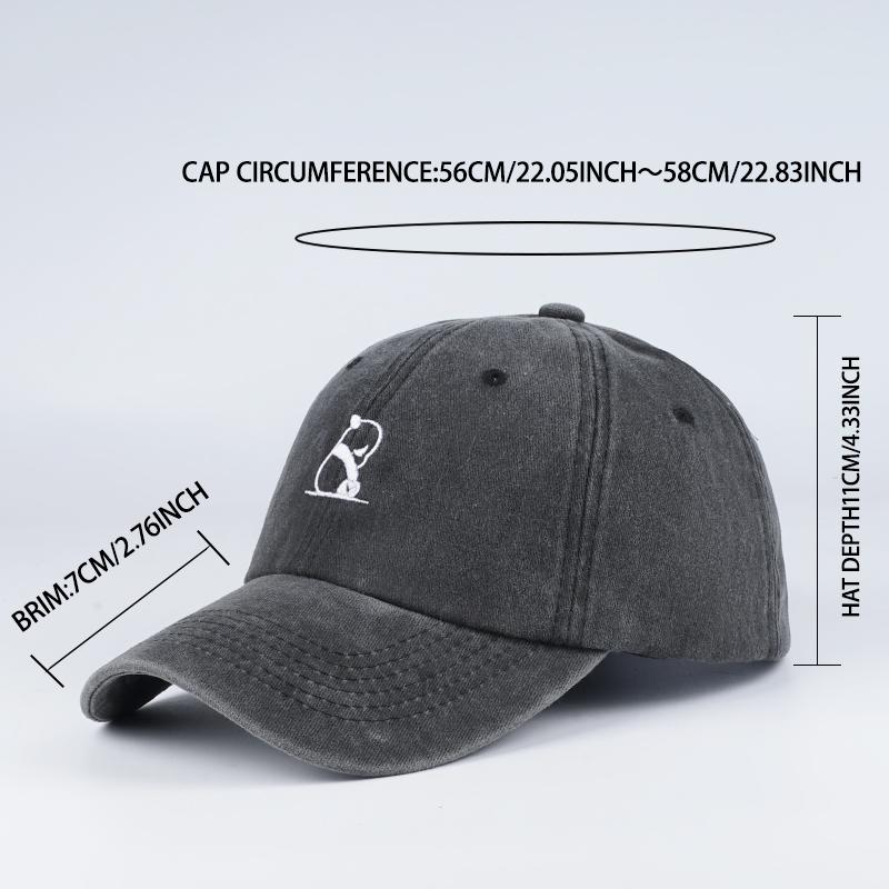 MLFOCute Panda Embroidered Washable Baseball Cap Simple Stylish Breathable Casual Everyday Wear For Panda Lovers Holiday Gift