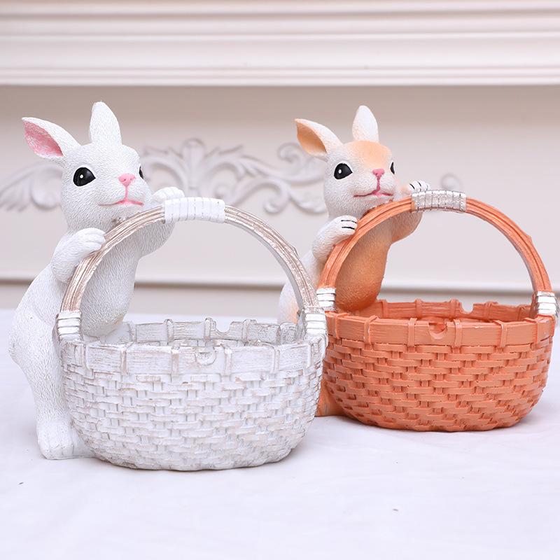 New Easter Spot Creative Bamboo Basket Rabbit Resin Decoration Decoration Party Wedding wedding wedding farmhouse decor