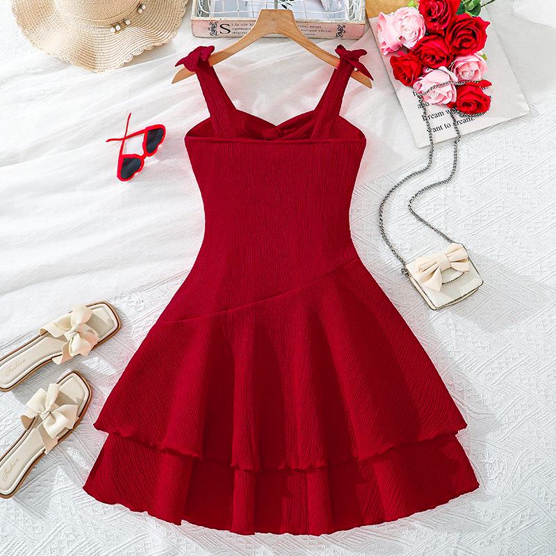 2026 Spring/Summer Plus Size Bow Strap Bodycon Dress: European & American Fashion