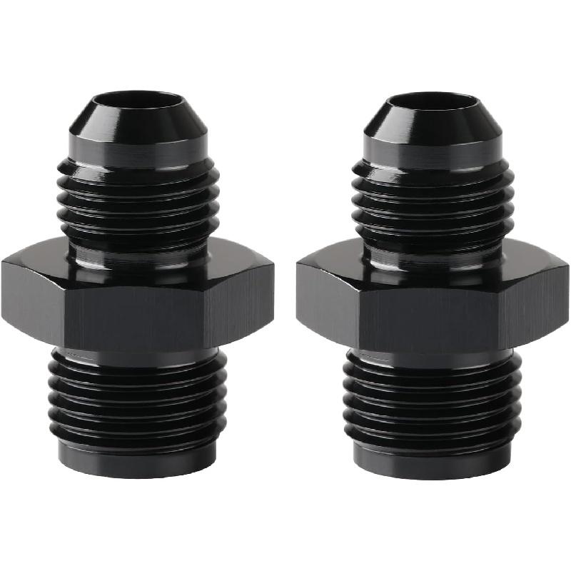 6AN Male to 5/8-18 Inverted Flare Adapter Fitting Connector Aluminum Black, Pack of 2