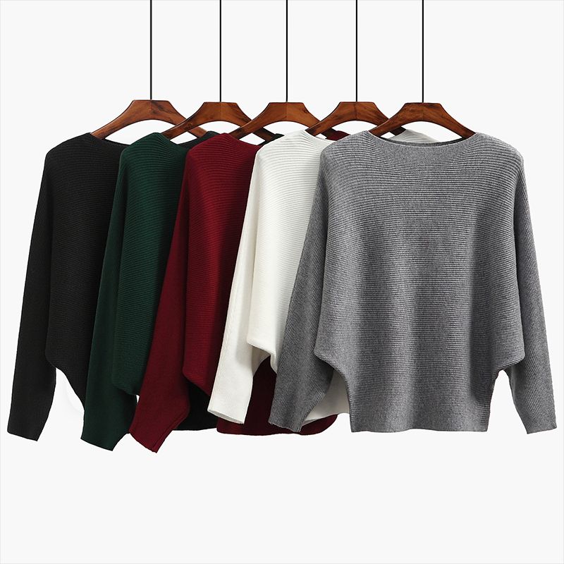 Loose Long Sleeve One-Line Collar Top Loose Long Sleeves off-Shoulder Top Female