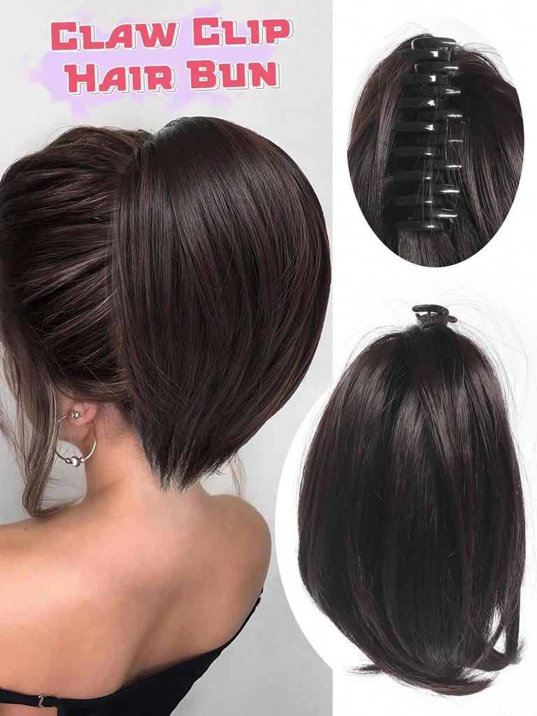 Synthetic Claw Clip Ponytail Extension 8-inch Short Curly Ponytail Hair Piece For Women's Daily Use