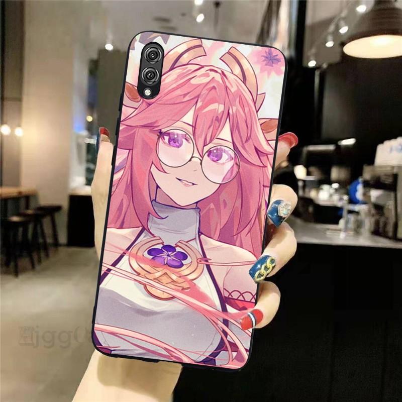 Genshin Impact Yae Miko Phone Case For Honor 70 50 20 7S X9 X8 X7 Magic 4 3 Pro Soft Black Phone Cover