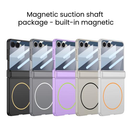 Phone Case for Samsung Z Flip 7 Magnetic Hinge Protection Protective Case with Built-In Screen Protector Wireless Charging Case