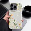 Floral Flowers Pattern Phone Case For iPhone 17 16 15 14 13 Pro Max 17 Air 16e 15 12 Pro 11 Leather Texture TPU Soft Cover Funda