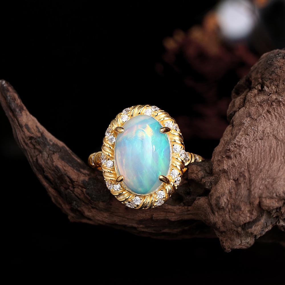 Natural oval 10*14mm opal Ring pendant necklace 925 sterling silver earrings fine jewelry set for women's Proposal Wedding gifts