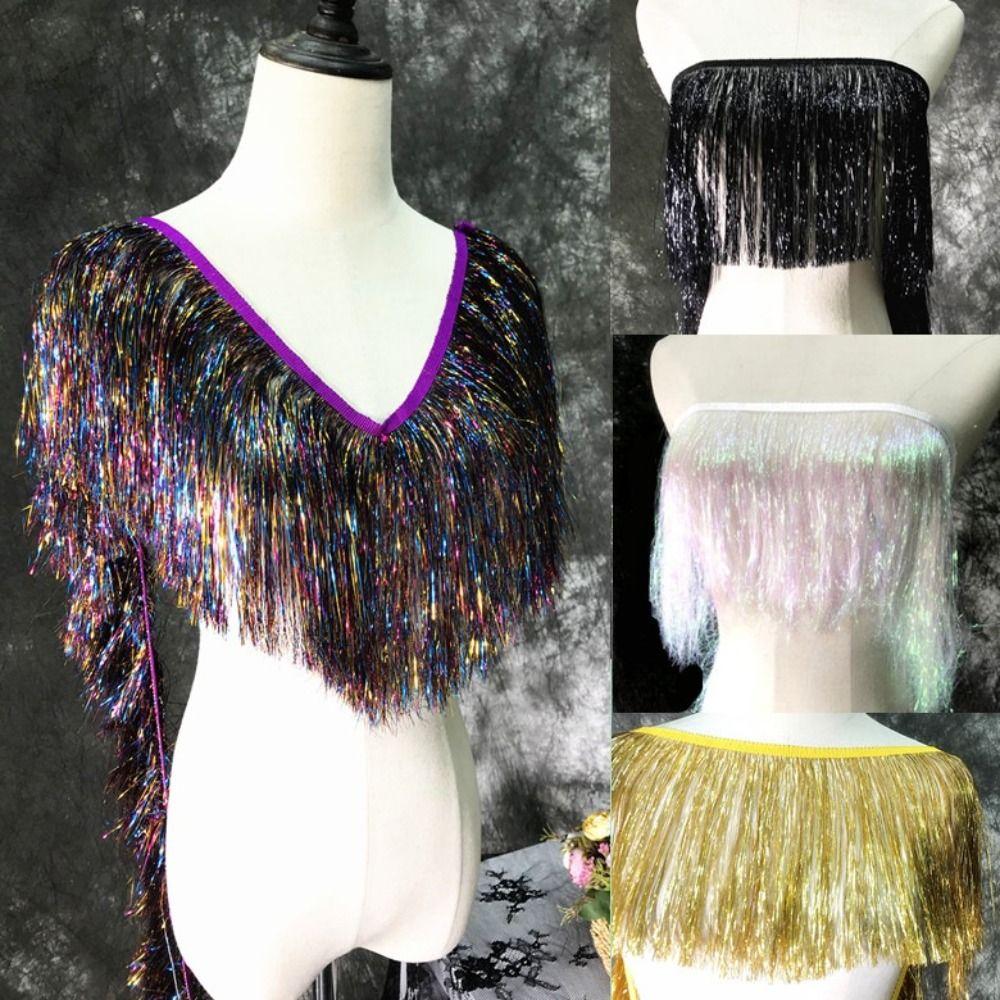 10Yards 20cm Wide Skirt Tassel Illusion Laser Gradient Fringe Ornaments DIY Lace Fabric Trim