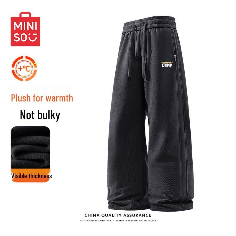 

MINISO Men s Warm Fleece Straight-Leg Casual Pants 3XL