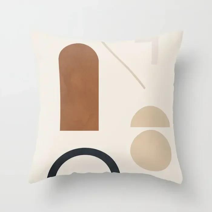 Modern Abstract Pink Brown Geometric Pillowscase Fashion Decorative Pillows Cover Livingroom Sofa Cushions Cover 45*45cm