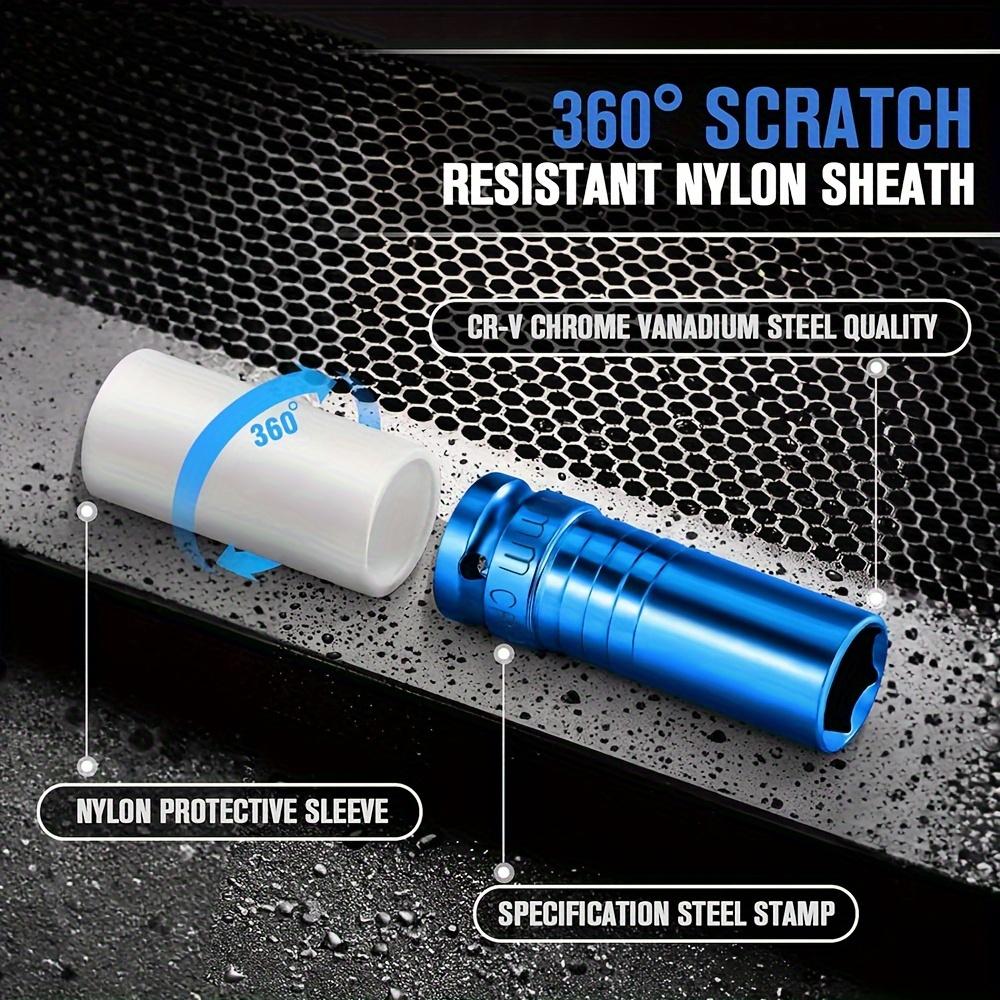 1/2"Drive Wheel Protector Impact Socket,7pcs Thin Wall Deep Impact Socket Set,Non-marring Impact Socket Set for Tire Protection