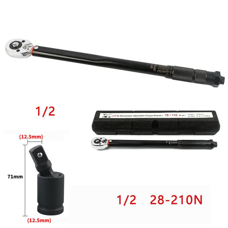 5-210N.m Torque Wrench 1/2'' 3/8'' 1/4'' Two-Way Precise Ratchet Wrench Repair Spanner Key Car Repair Square Drive Hand Tools