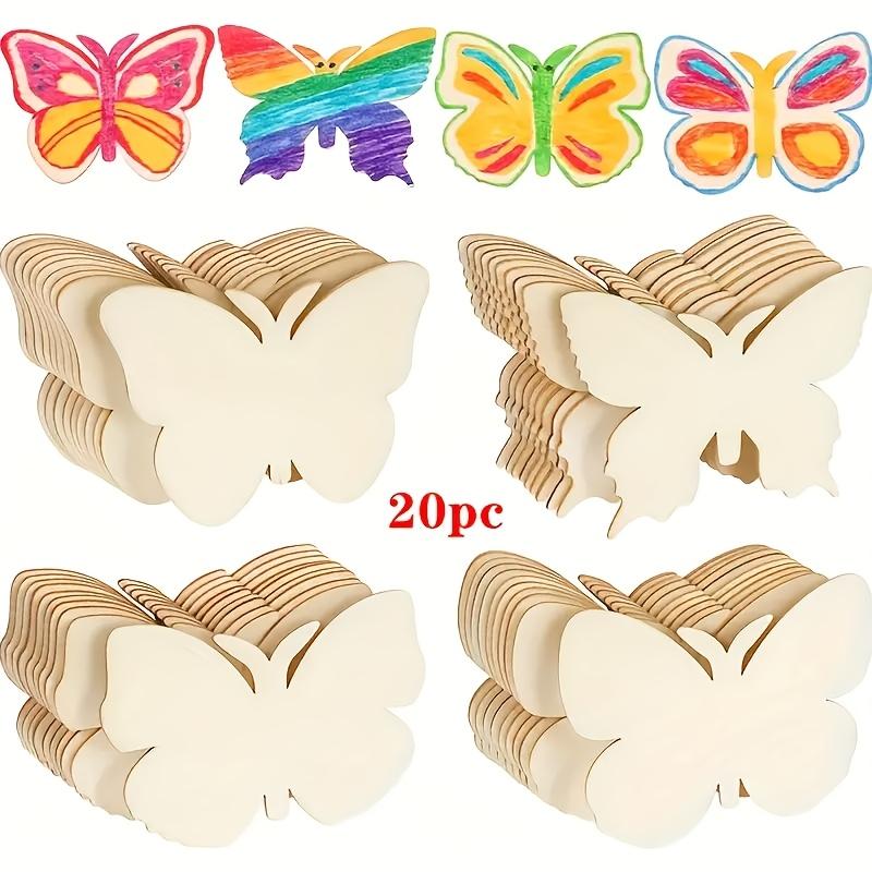 20pcs Wooden Unpainted Butterfly Shapes for DIY Painting Ornaments, Suitable for Home Creative Crafts, Applicable for Family