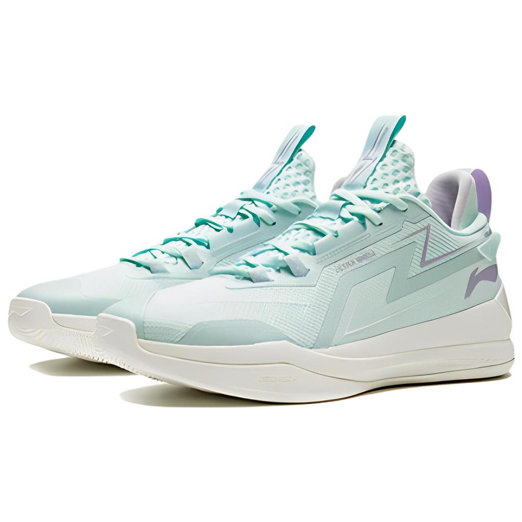 LiNing Flash 2.0 Abrasion Resistant Breathable Low Top Basketball Shoes Men's Light Ice Blue ABAS099-5