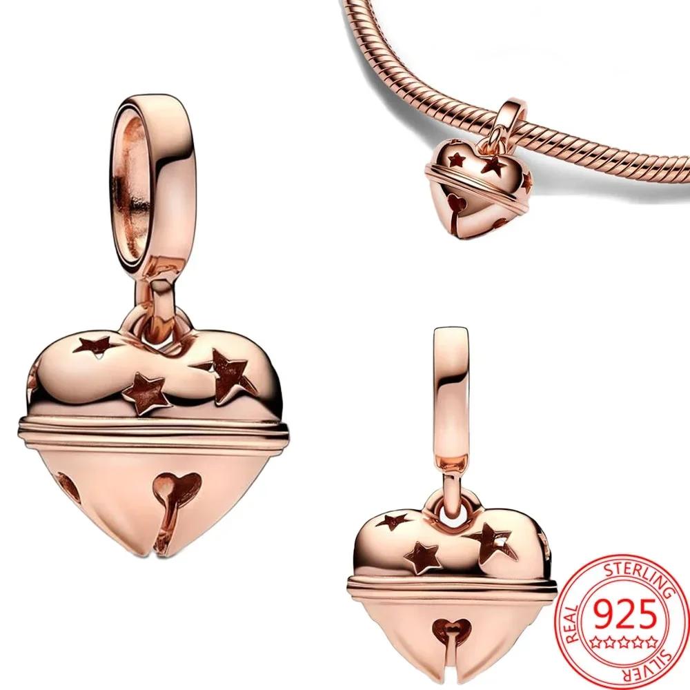 Sparkling Copper Charms Rose Gold Snowflake Heart Birthstone Bead For Women Necklace Diy Bracelet Present Jewellery