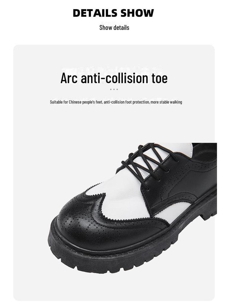 Herren Casual Britischer Stil Colorblock Lederschuhe mit dicker Sohle und Höhenerhöhung