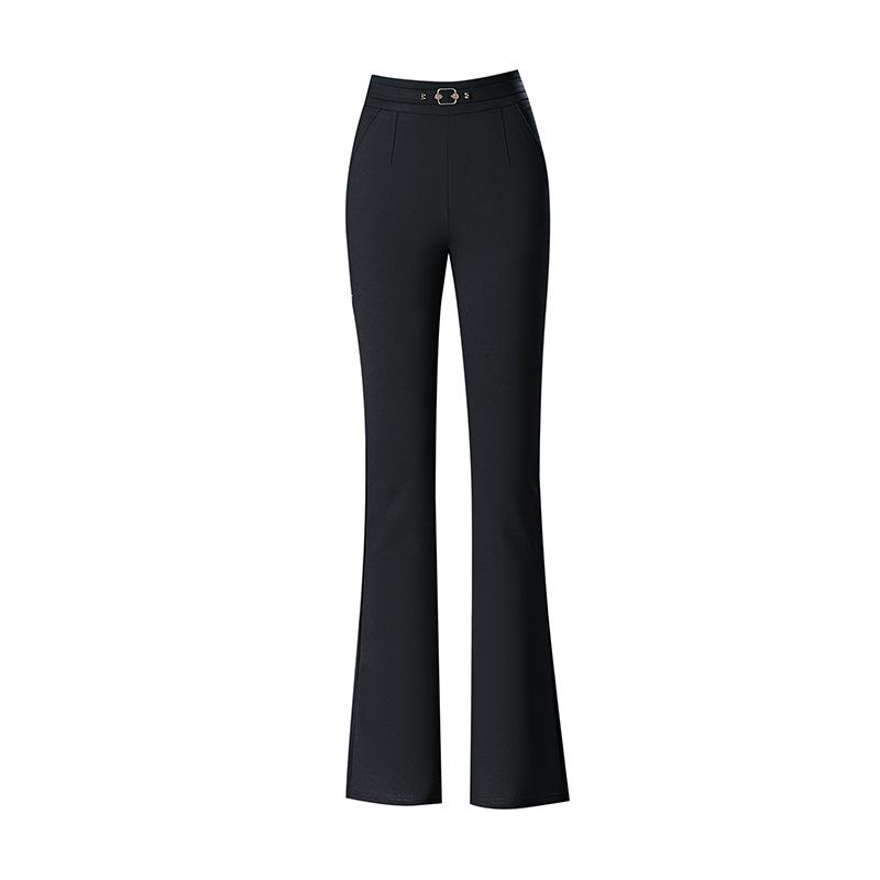 Women's Plus Size Micro-Flare Elastic Waist Trousers: Slimming, Casual Long Pants for Spring and Summer
