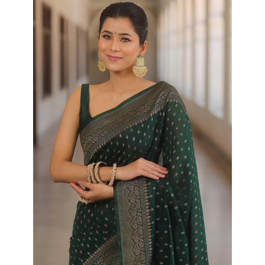 Elegant Soft Lichi Silk Jacquard Saree – Timeless Royal Grace Collection