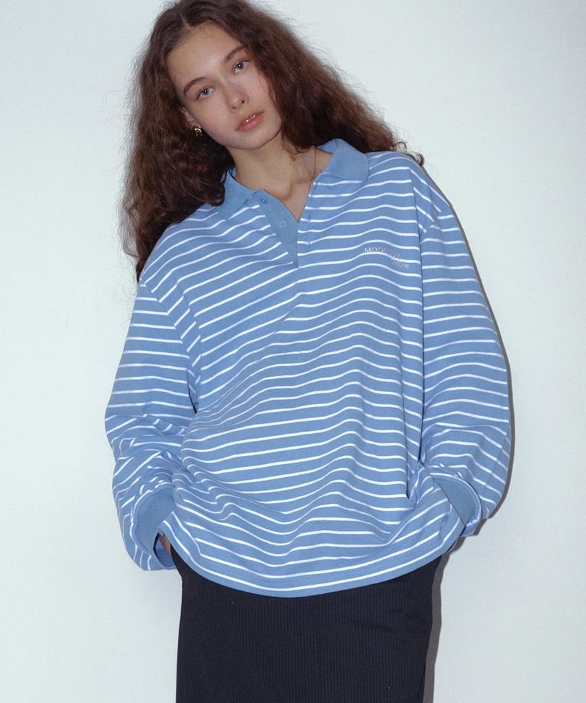 MOONSUN 01 M.C Unisex, Stripe Pk Shirt / Sky