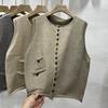 Dimanaf 2025 Autumn Women Buttons Sleeveless Vest Sweaters Style Loose Knitting Casual Sweater