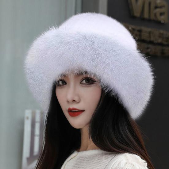 Plüschkrempe, warme Fischermütze, solide, verdickte Kunstpelzmütze aus weichem Nerzfell