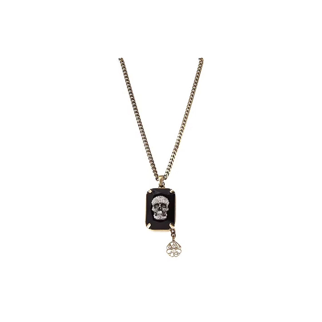 Alexander McQueen Fashion Square Skull Brass Necklace Men necklace 561034I94VT5081 Basic Packaging-Dust Bag+Box,F,Black