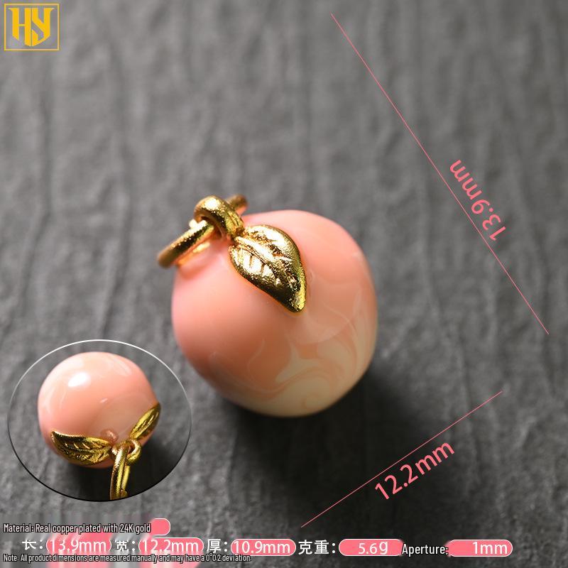 Copper-Plated 24K Gold Persimmon and Peach Pendant Charms for DIY Jewelry