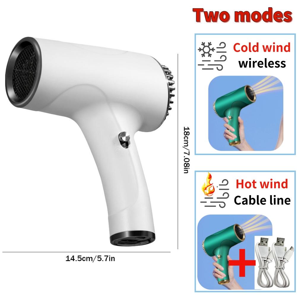 500W Portable Hair Dryer 2600mah Cold wind Cordless Lonic Hair Dryer USB Rechargeable Powerful 2 Gears for Travel Home Dormitory