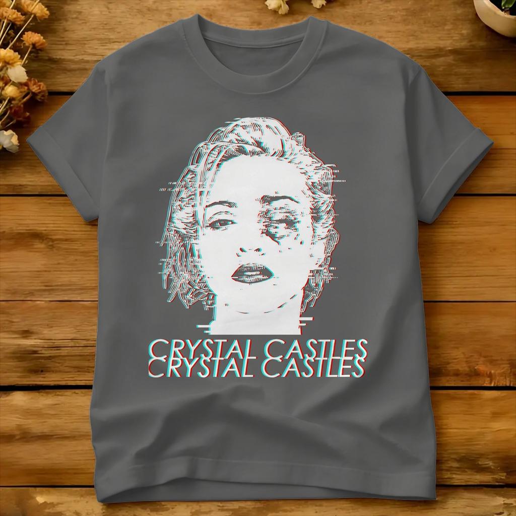 T-shirt Casual Estiva Crystal Castles Retro T-shirt di Tendenza 100% Cotone T-shirt per Unisex Estetica Magliette a Maniche Corte