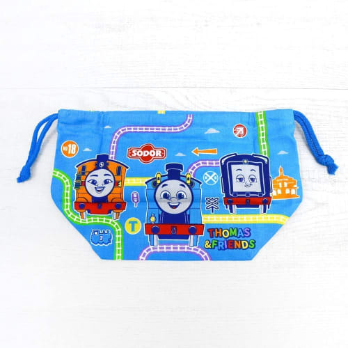 OSK Thomas the Tank Engine Drawstring Lunch Bag, Made in Japan, Stylish, Cute, Simple, Easy to Use, Easy to Access, Unisex, for Kids and Elementary Sc