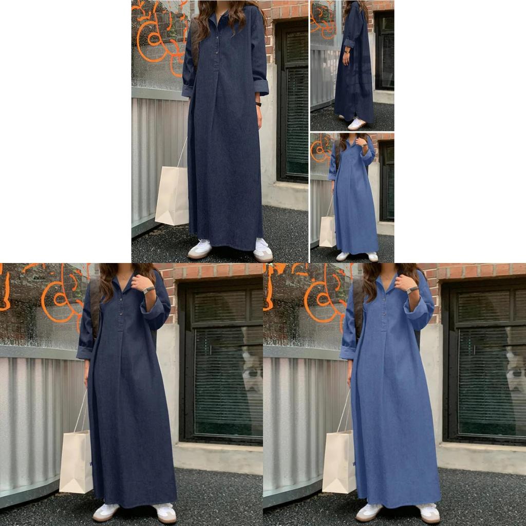 Casual Denim Dress With Pockets For Women In Autumn 2024