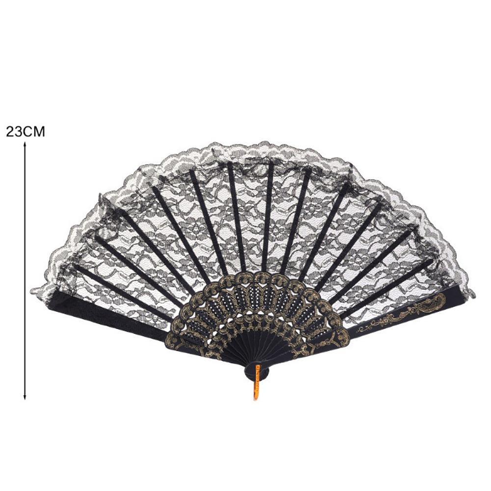 

1Pcs Lolita Chinese Dance Fan Fairy Decorative Fan New Folding Lace Fan Wedding Party Decoration Black