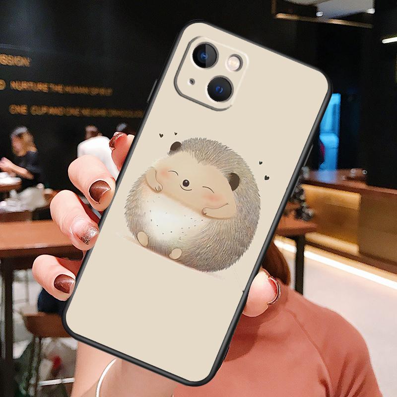 Animal Hedgehog Phone Case For iPhone 16 Pro Max 15 14 13 11 12 Pro Max Plus 12 13 Mini XR 16e Funda Cover