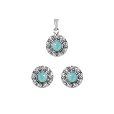 Set di Orecchini Pendenti Larimar Argento, Gioielli Fatti a Mano in Argento Sterling 925, Regalo per Lei, Gioielli in Argento da Donna An0452-549, 548